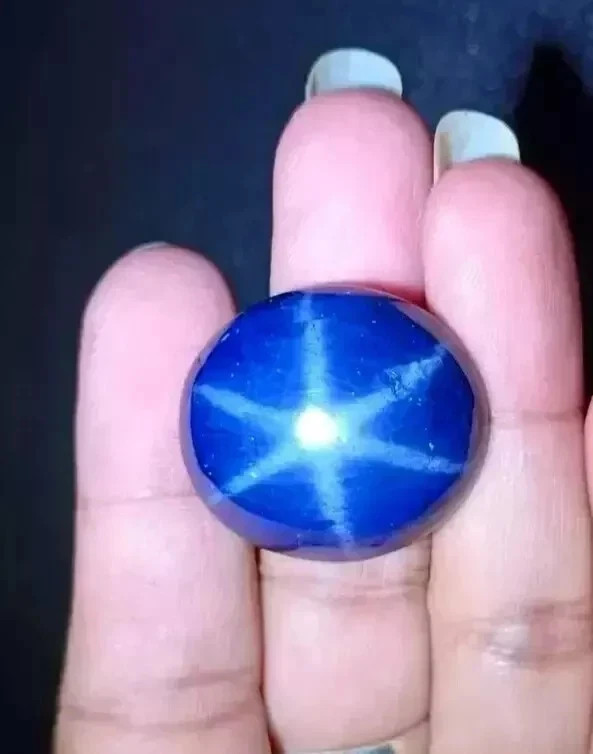 Natural 30 Ct+ Oval Cabochon 6 Rays Linde Blue Star Sapphire Loose Gemstone