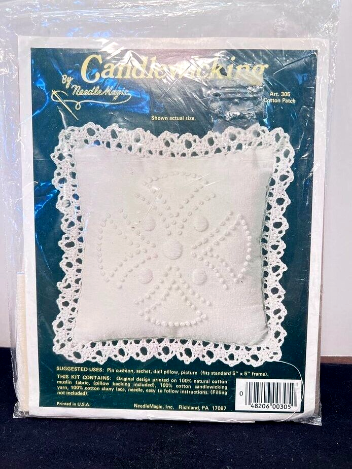 Candlewicking Cotton Patch Kit Needle Magic NOS NEW pillow pin cushion sachet