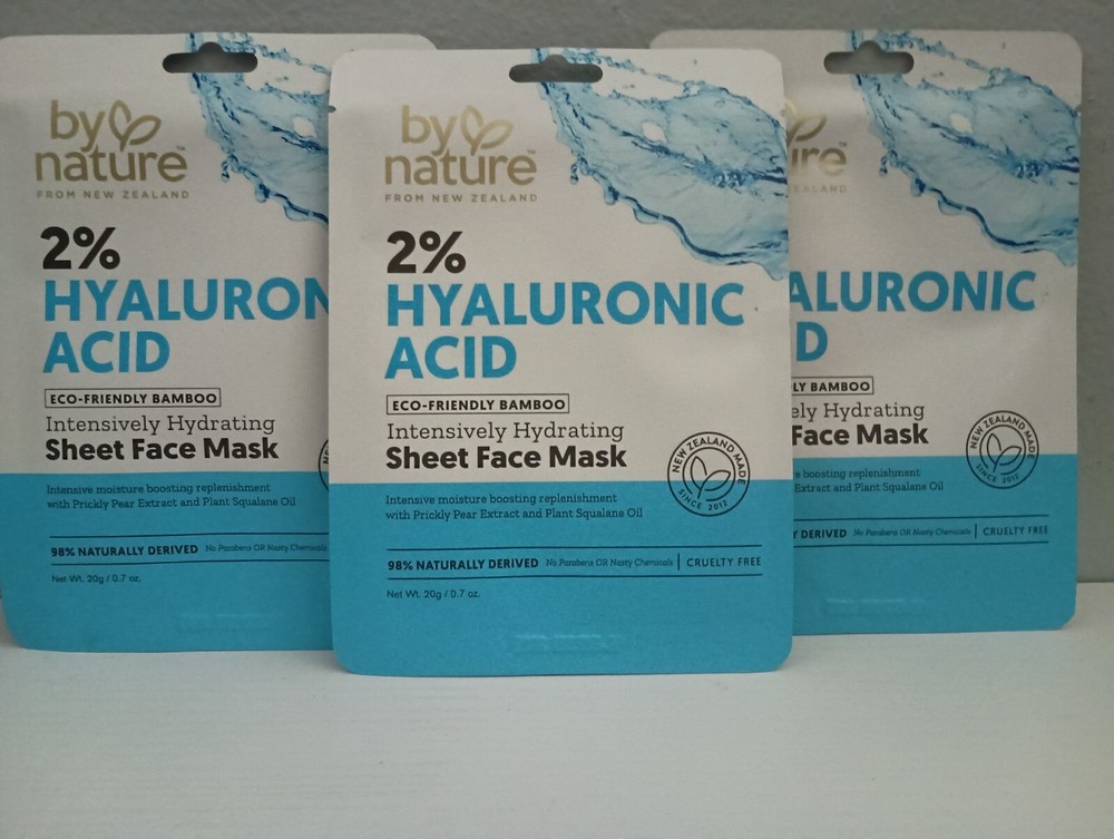 By Nature Hydrating Hyaluronic Acid & Marine Collagen Sheet Mask 3-Pack  