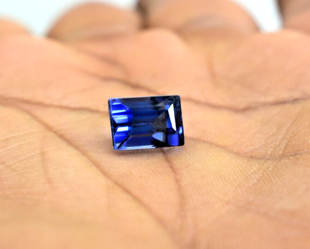 Loose Blue sapphire Loose Gemstone 4ct baguette cut Stunning Clarity Sapphire
