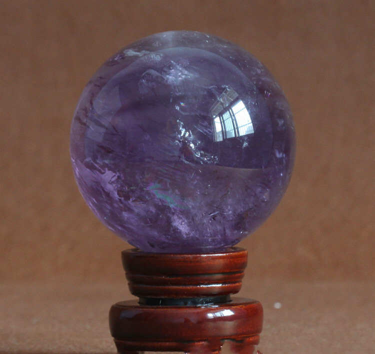 Rare Natural Amethyst Quartz Crystal Sphere Ball 40mm with Display Stand-image