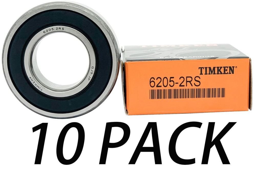 NEW 10PACK TIMKEN 6205-2RS 25X52X15MM Double Rubber Seal Bearings USA Brand