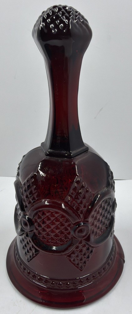 Vintage Avon 1979 Christmas Bell Ruby Red Glass Cranberry Color Retro