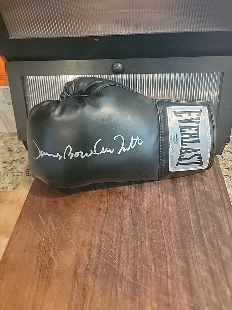 James Bonecrusher Smith Autographed Black Everlast Boxing Glove by Schwartz