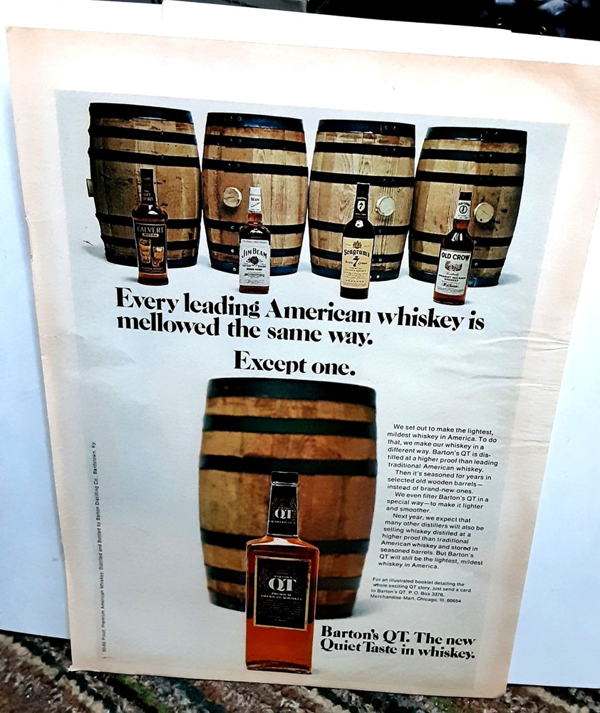 1971 Bartons QT Whiskey Original Print Ad