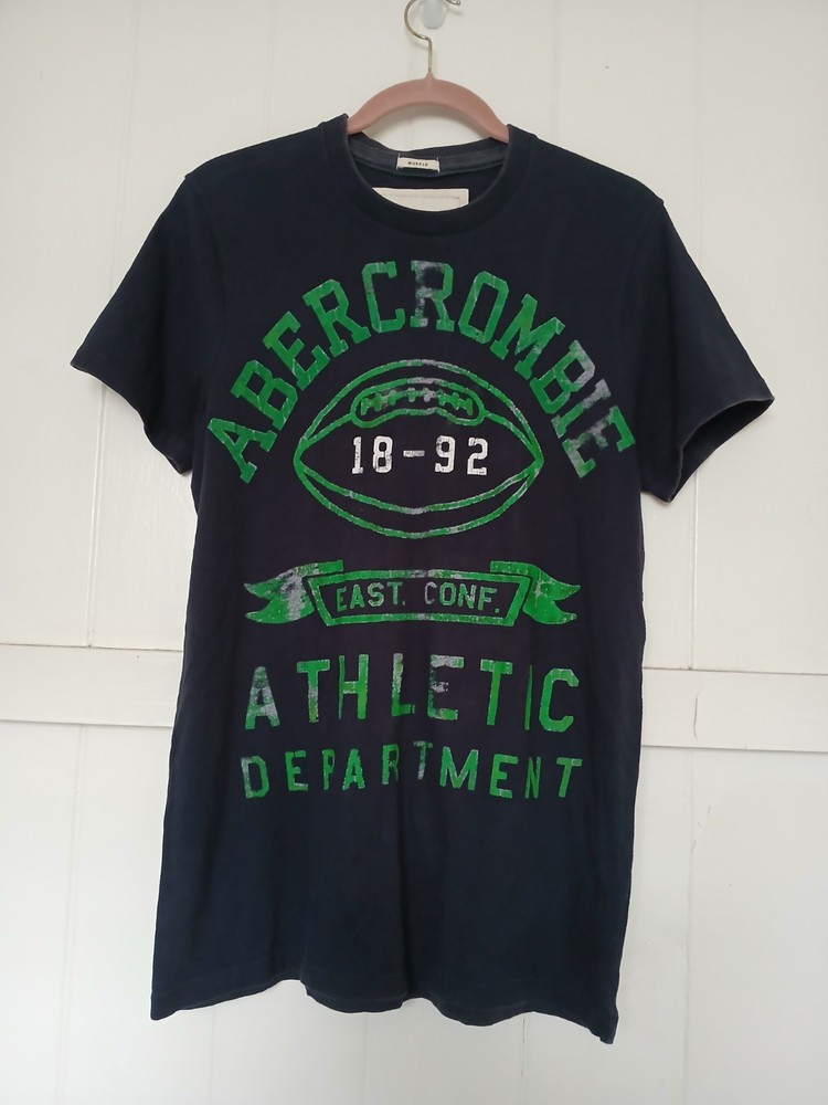 Vintage Abercrombie & Fitch Athletic Dept Mens T-Shirt Large Muscle Navy Blue*-image