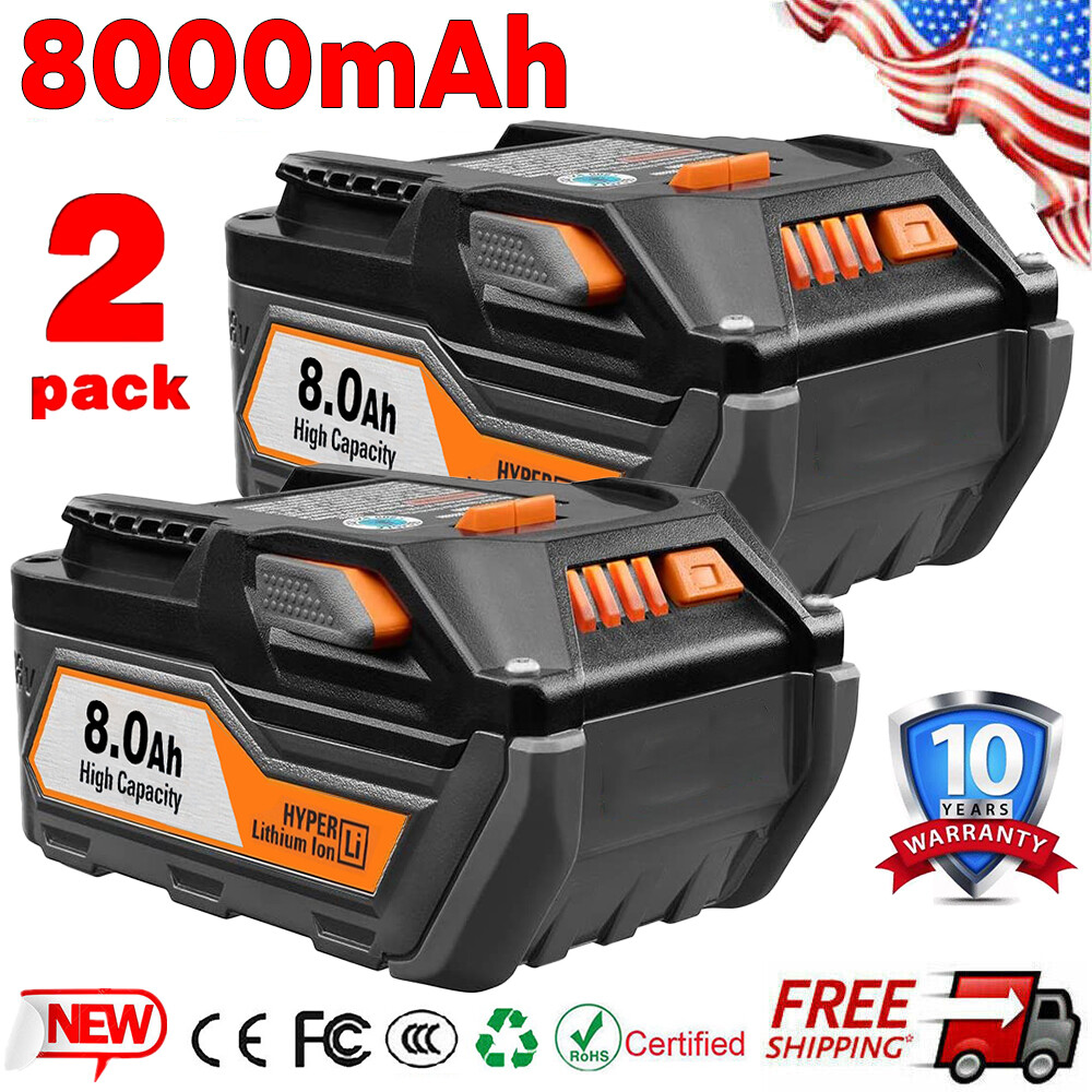 2x for Ridgid R840085 8.0Ah Lithium Battery Rigid 18Volt R840087 Power Tool Kits