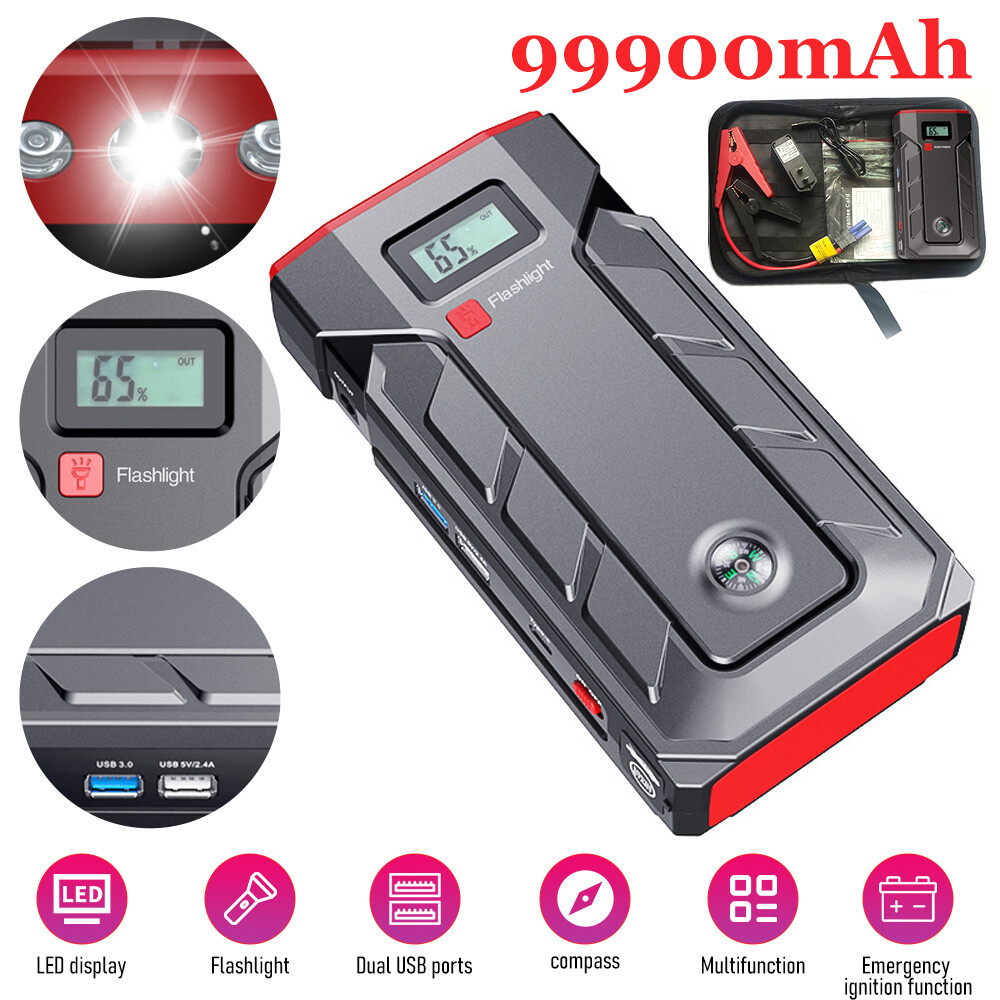 99900mAh Car Jump Starter Booster Jumper Box Power Bank Battery Charger Portable