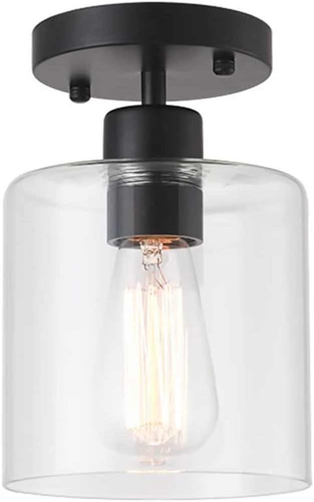 Black Modern 1-Light Semi Flush Mount Ceiling Light,Rustic Ceiling Light Fixture