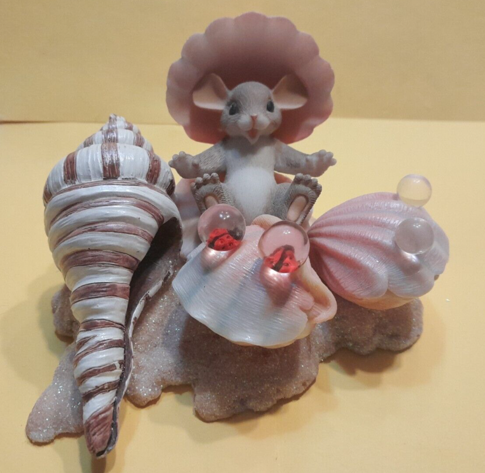Charming Tails, Happy as a Clam. Mouse at the beach playing in pretty shells