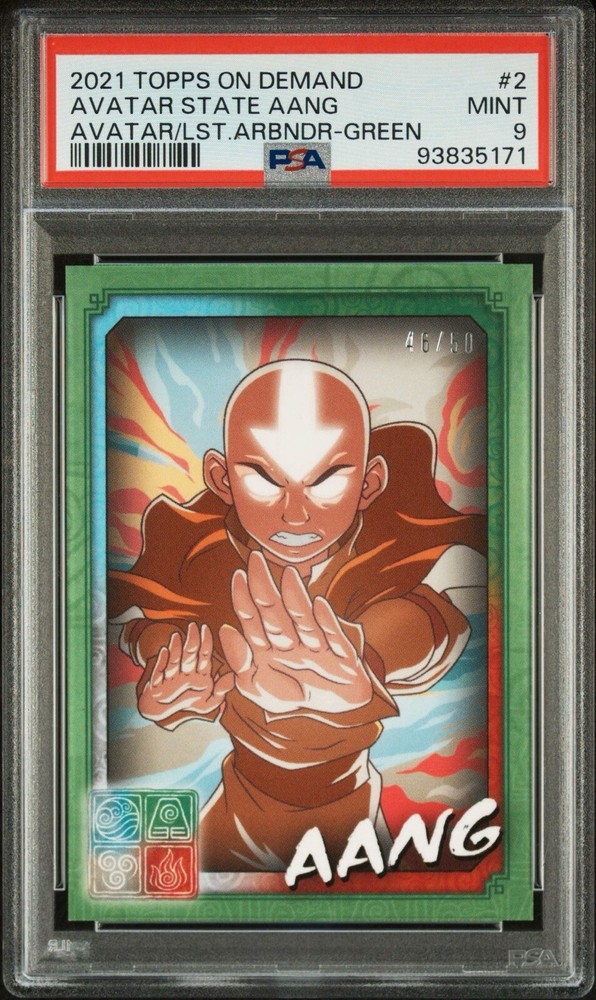 2021 Topps Aang Avatar State Green Parallel #2 /50 PSA 9 Gem Mint Avatar TCG Rare-image