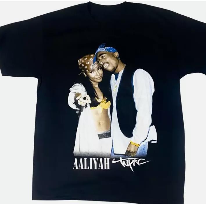 Aaliyah & Tupac Thug life T shirt, gift- hot- cotton new shirt . father gift.-image