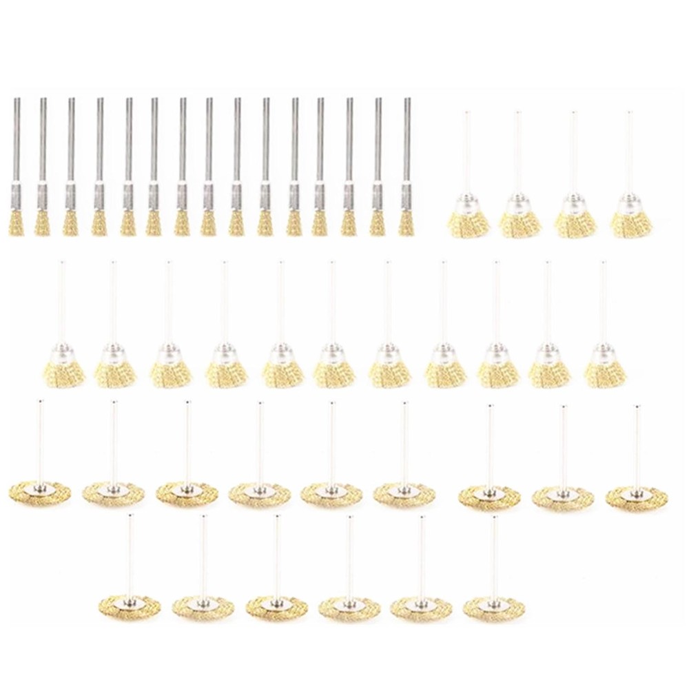 45Pcs 3mm Shank Brass Wire Wheel Polishing Mix Brush Set  Dremel Rotary Tool