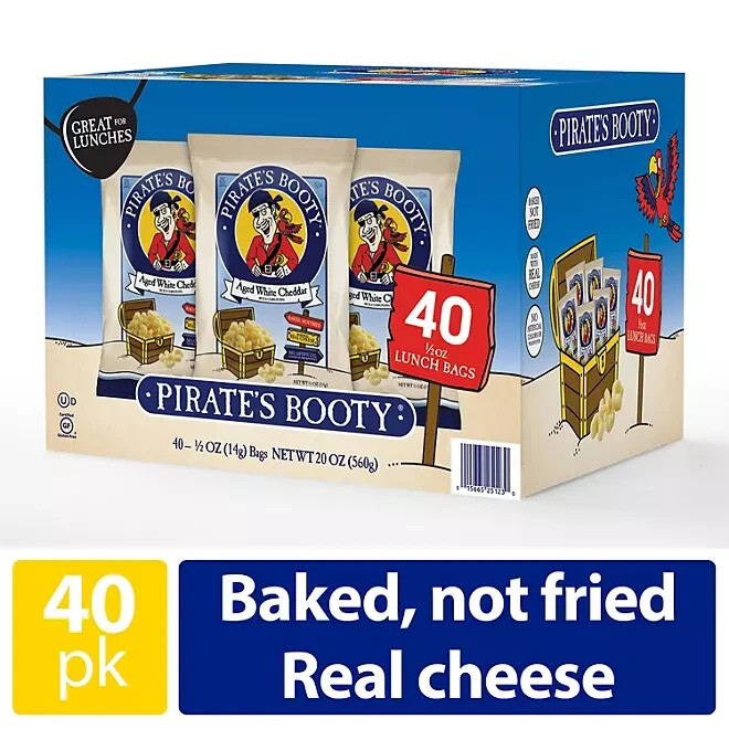 Pirate's Booty Aged White Cheddar Puffs, 0.5 oz., 40 pk. FREE SHIPPING