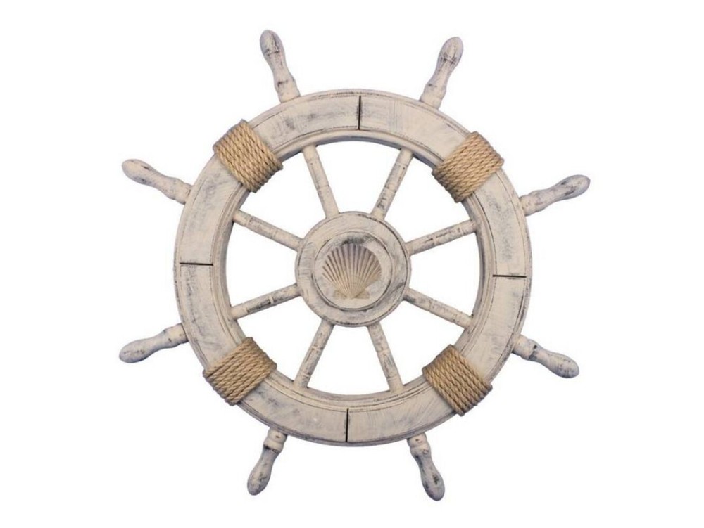 Rustic Decorative Ship Wheel with Seashell 24