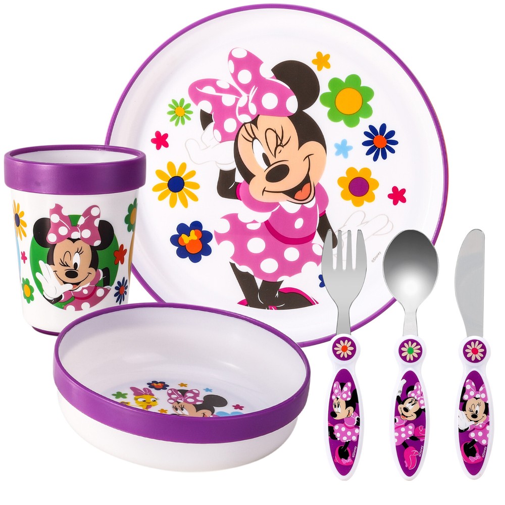Minnie Mouse Kids 6 Piece Dinnerware Cutlery Set Plate/Bowl/Cup/Knife/Fork/Spoon