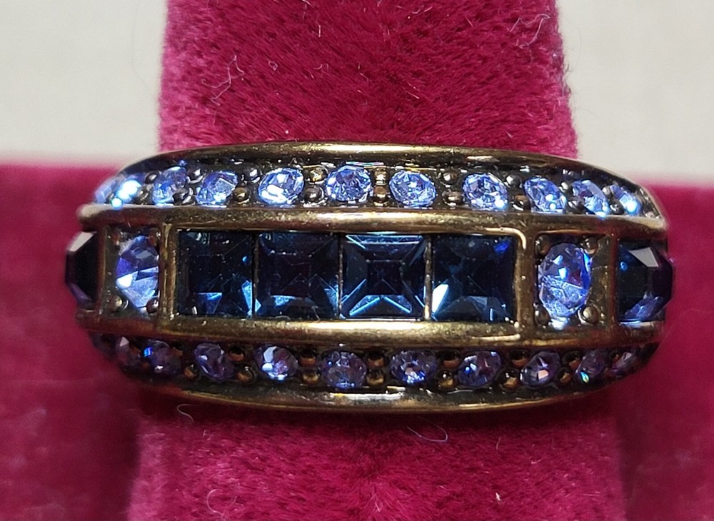 Heidi Daus Blue Swarovski Crystals Band Ring Size 8