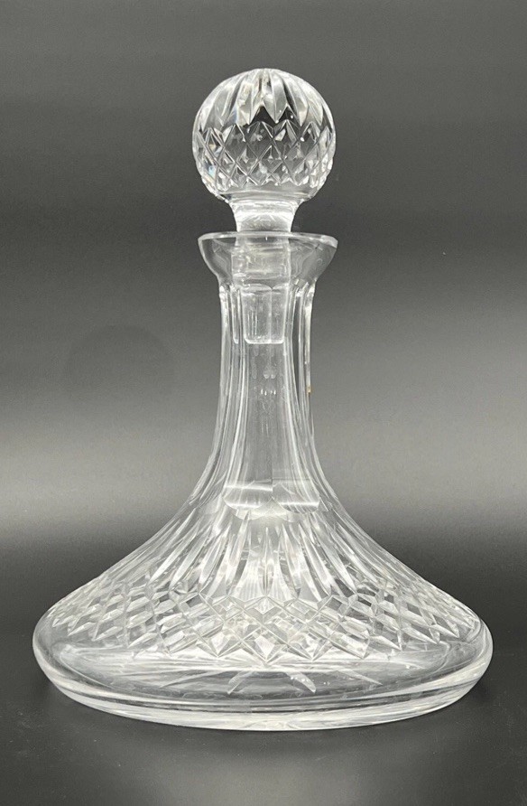 SHIP CAPTAINS Wine Liquor Decanter 10”HEAVY Clear Cut Lead Crystal