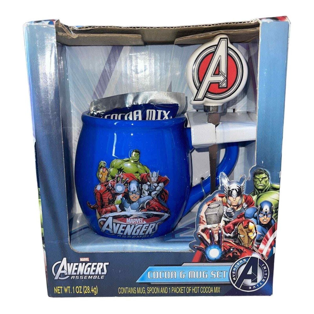 Marvel Avengers Blue Cocoa Mug Set with Logo Spoon - Assemble Your Snack Time