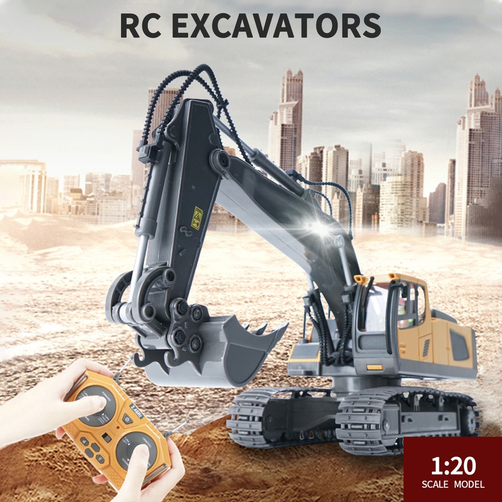 Remote Control Excavator RC Construction Truck 1/20 2.4GHz 11CH with Lights D7L6