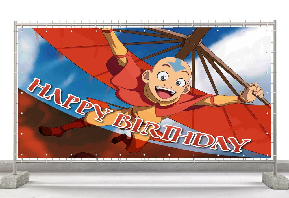 Avatar Aang Flying Custom Happy Birthday Banner Personalized Poster M450-image