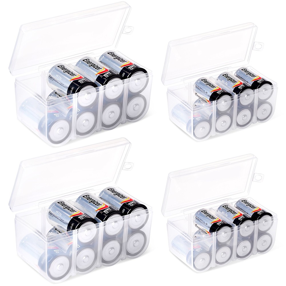 GlossyEnd Set of 4 - Two C and Two D Battery Storage Box, Battery Storage Cas...