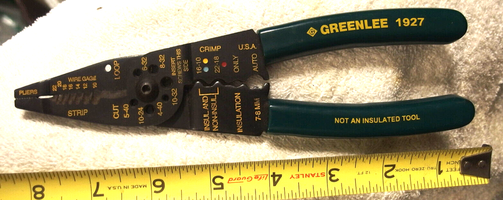 1927 Greenlee  Combination Wire Stripper/Cutter/Crimper electrical tool pliers