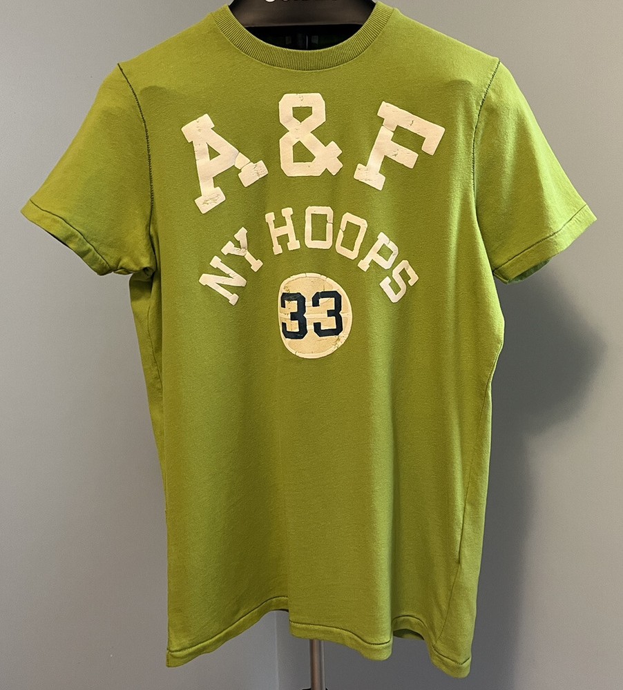 Men’s Abercrombie and Fitch Hoops Graphic Muscle Fit Green Large Crew T-shirt