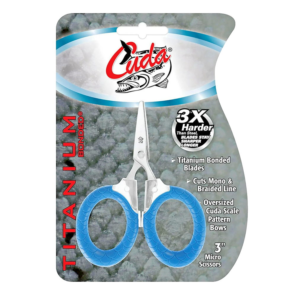 New Cuda 3-Inch Titanium-Bonded Micro Fishing Scissors for Mono, Fluoro & Braid