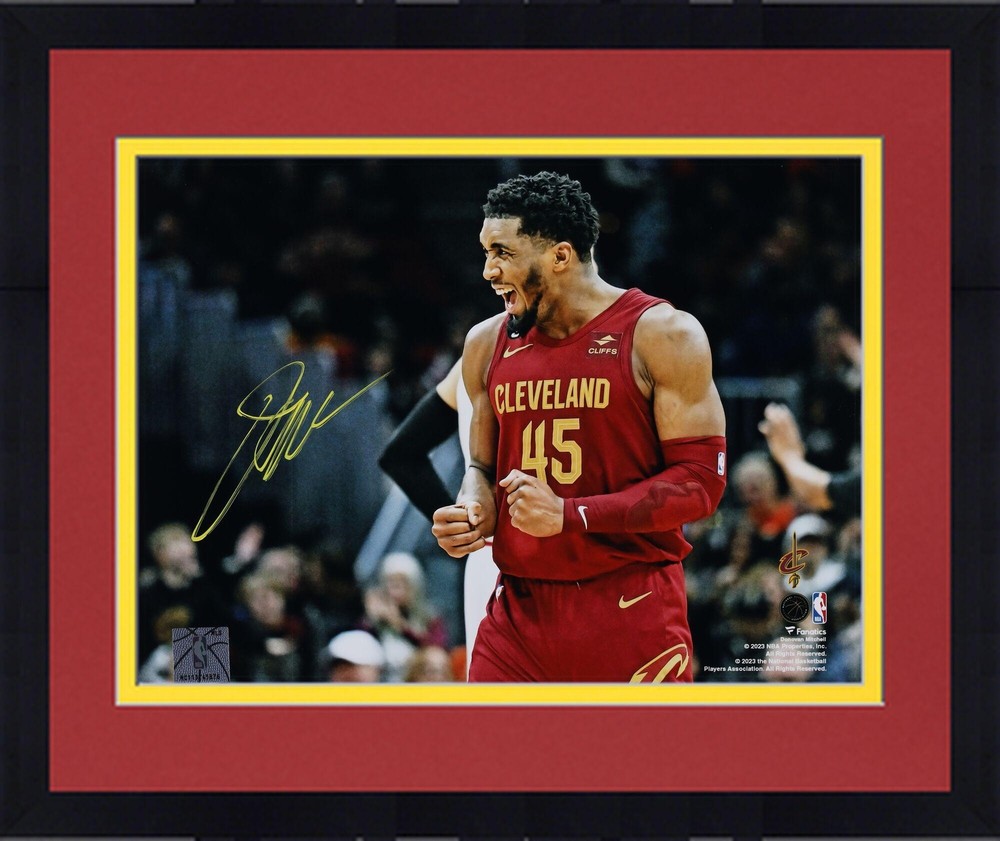 Framed Donovan Mitchell Cavaliers Signed 8x10 71-Point Game Celebration Photo
