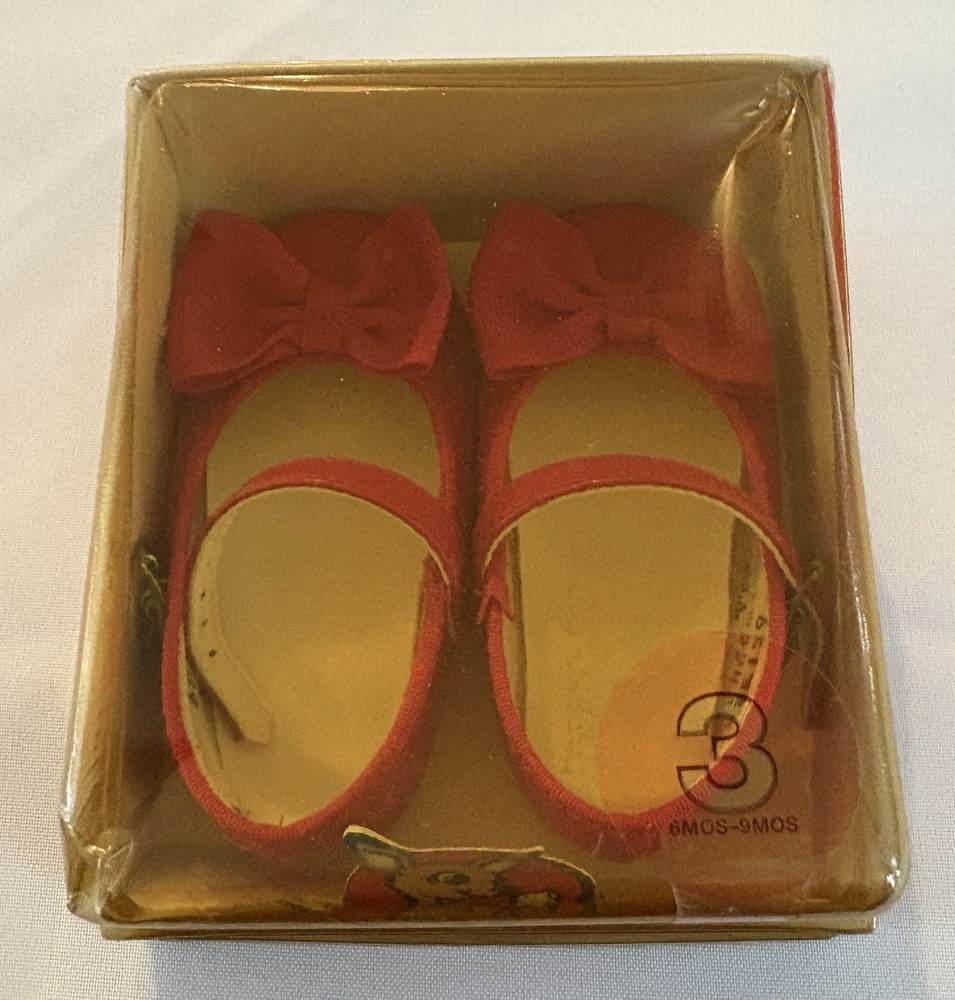 Vintage Baby Deer Red Bow Crib Shoes Size 3 (6–9 Months) – NIB – Dillard’s