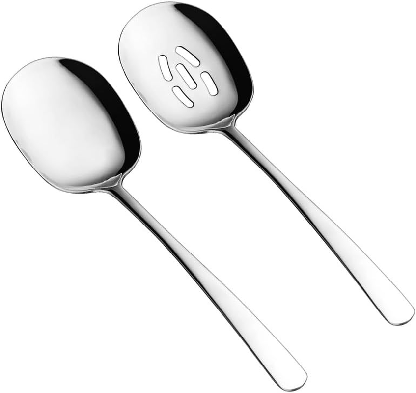 X-Large Serving Spoons Set, 12 Inch Slotted Spoon and Serving Spoon, Premium Spo