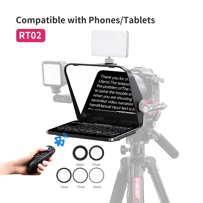 Ulanzi RT02 Teleprompter Video Prompter for Camera DSLR Smartphone Tablet Remote
