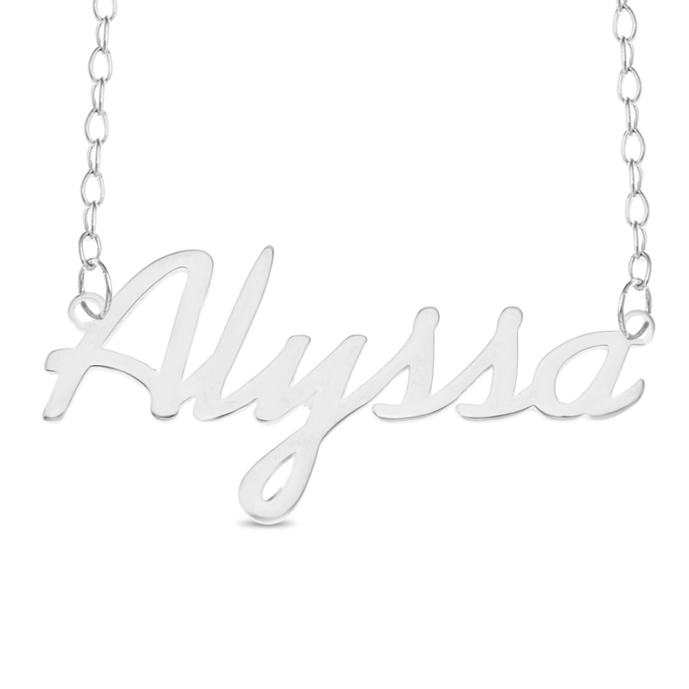 Alyssa Name Plate Necklace Pendent Sterling Silver female Personalized Custom
