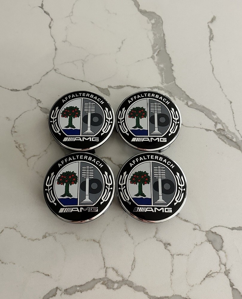 4 Wheel Center Caps AMG Affalterbach Emblem 75MM for Mercedes Benz Rim