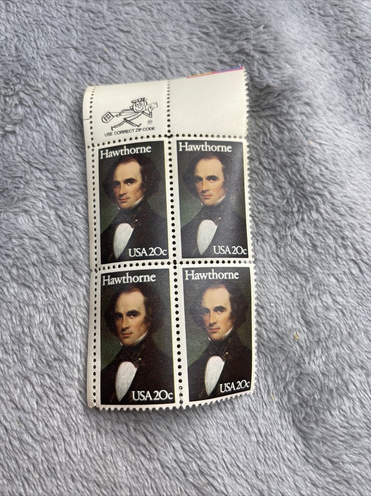 US - 1983 - 20 Cents Nathaniel Hawthorne Literary Arts Series Issue Block of 4