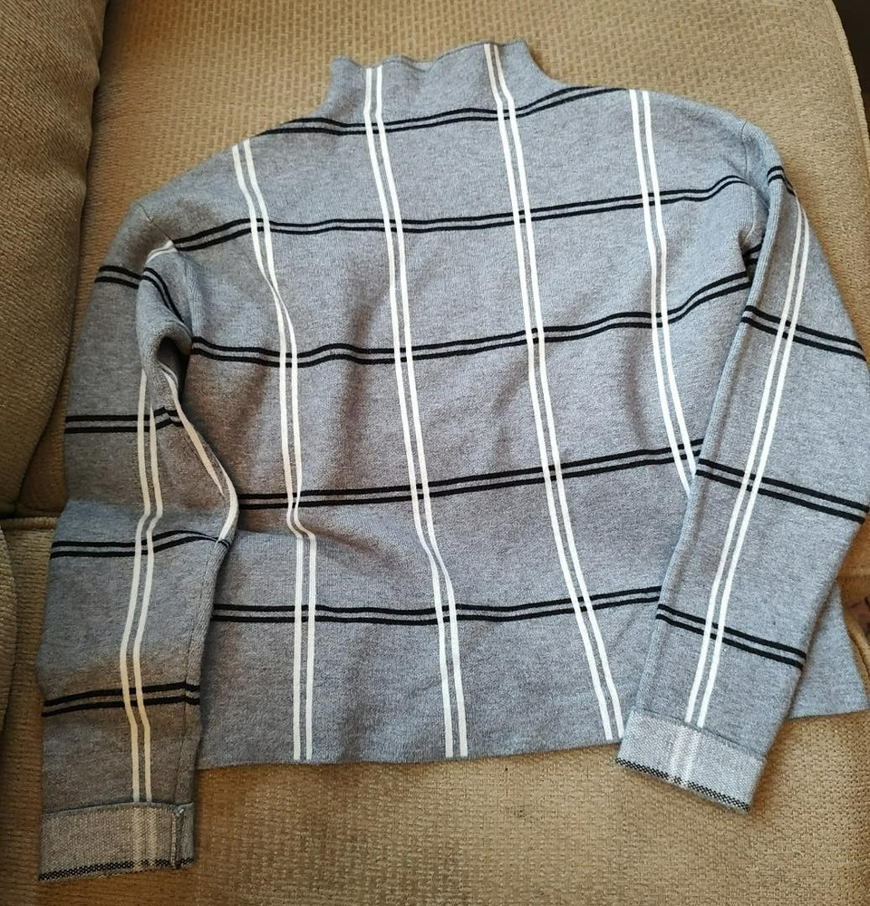 MAX STUDIO WOMEN SWEATER SIZE XS Grey/Black/White