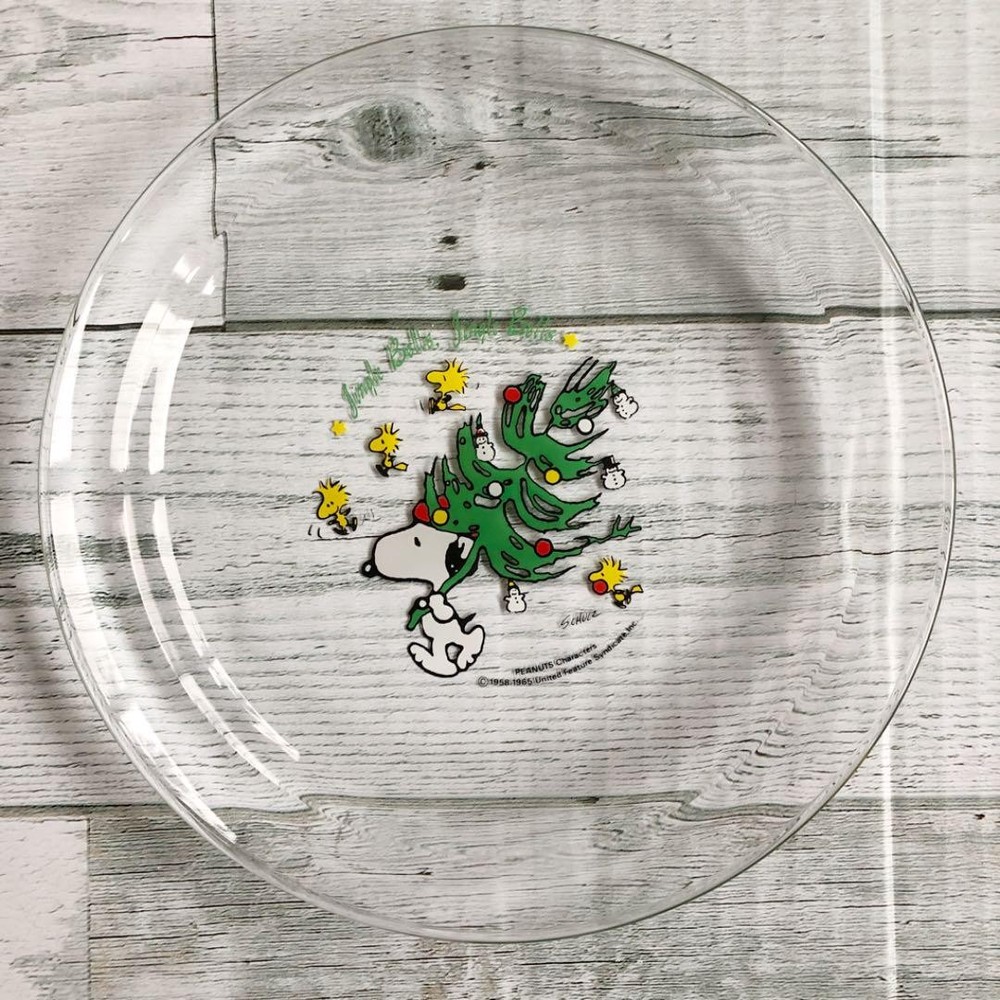 Vintage Snoopy Sasaki Glass Plate Collectible Dish