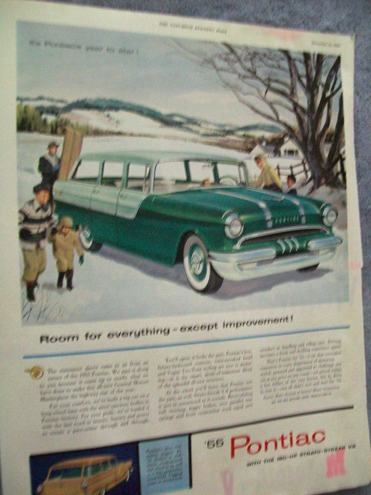 1955 Pontiac Chieftain 4-dr Station Wagon mid-size-mag car ad