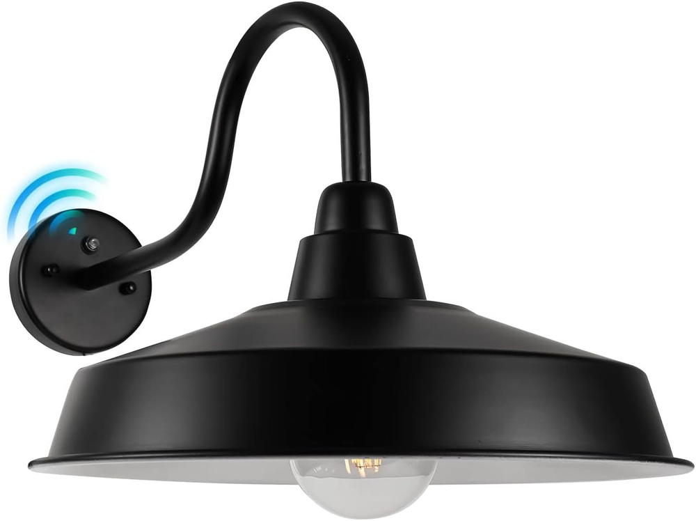 Dusk to Dawn Gooseneck Barn Light Outdoor, 16 Inch Dome Large Farmhouse Exterior