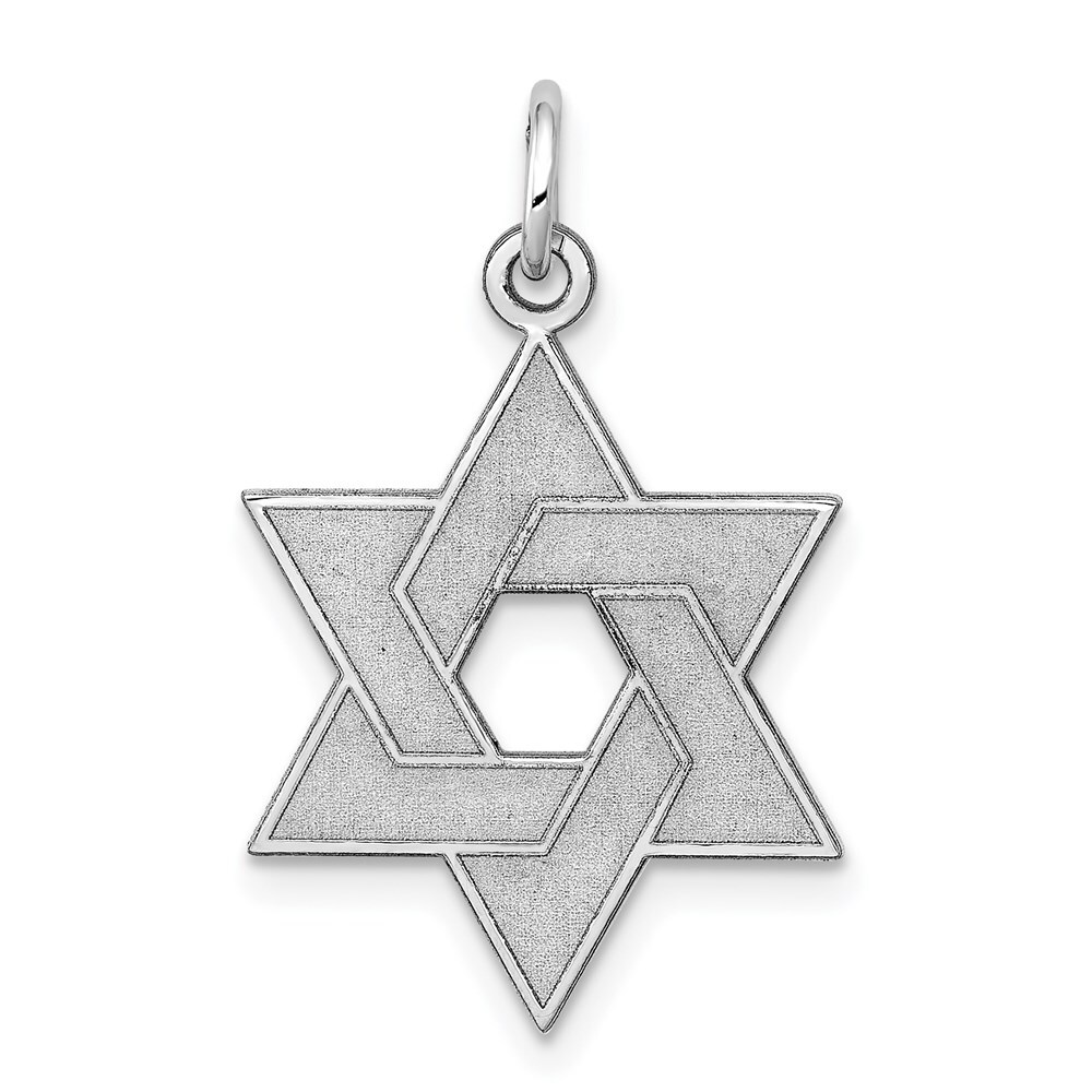 14K White Gold Laser Designed Star of David Pendant 1.26gm L-26mm, W-17mm