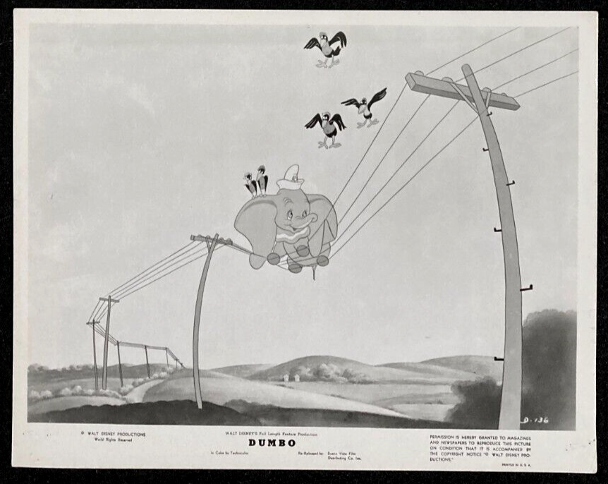 DUMBO Original Movie Press Photo Walt Disney Animation r60 Flying Elephant