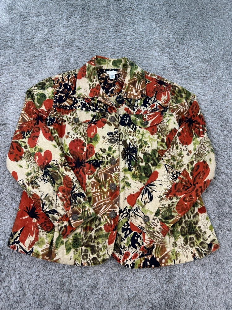 Bechamel Jacket Womens XL Linen Floral Artsy Boho Fall Autumn Tapestry Blazer