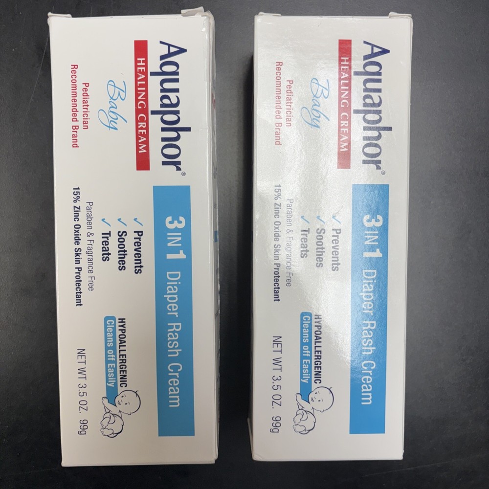 Aquaphor Baby 3-in-1 Diaper Rash Cream 3.5 oz Twin Pack Exp 07/26