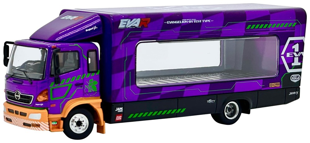 POP RACE 1/64 EVA RACING HINO 500 EVA-01 Transporter Diecast Model