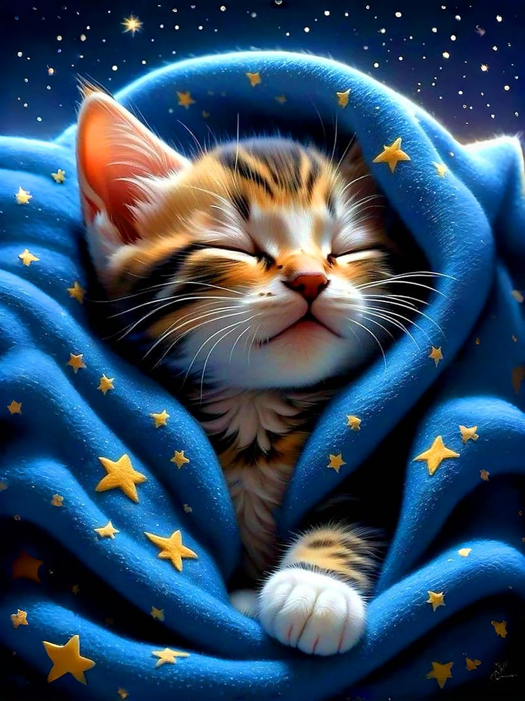 Cat Diamond Painting Kits for Adults, Cute Cat Diamond Art Kits for Adults round