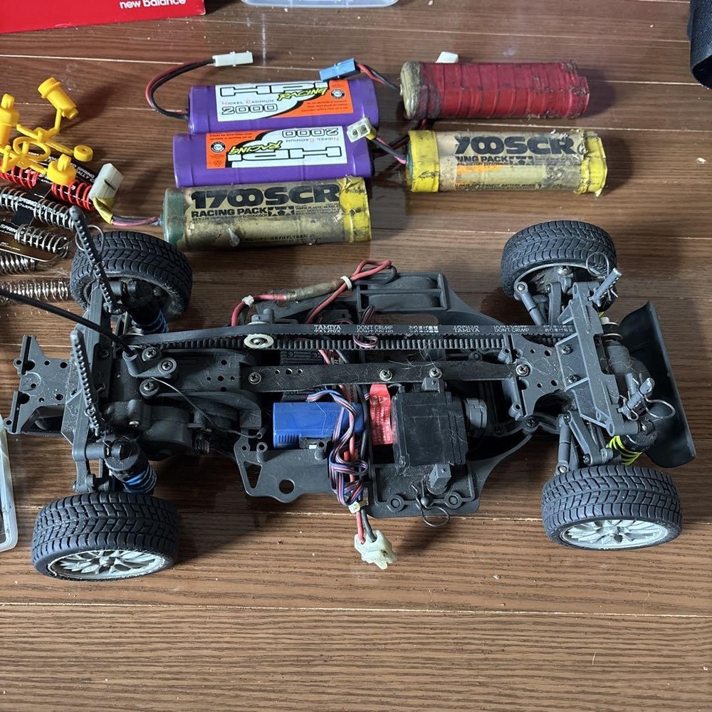 Vintage Tamiya TA03 RC Car Chassis Suspension Wheels & Parts