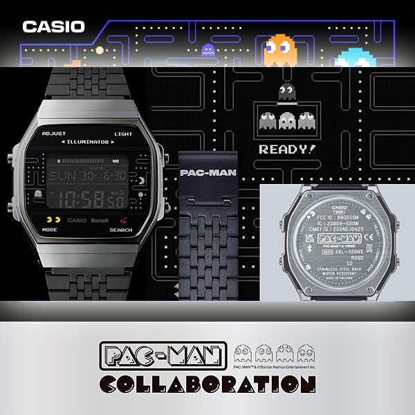 ABL-100WEPC-1BJR CASIO CLASSIC Pac-Man collaboration Watch Pacman silver black-image