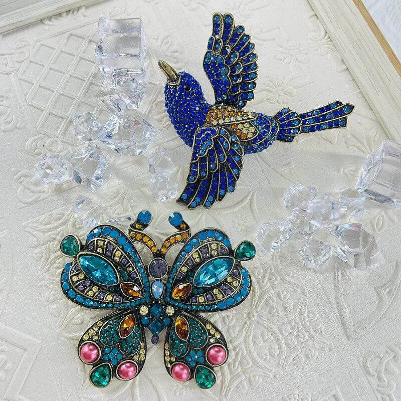Rhinestone Butterfly Kingfisher Butterfly Brooch Colorful Magpie Pins Jewelry
