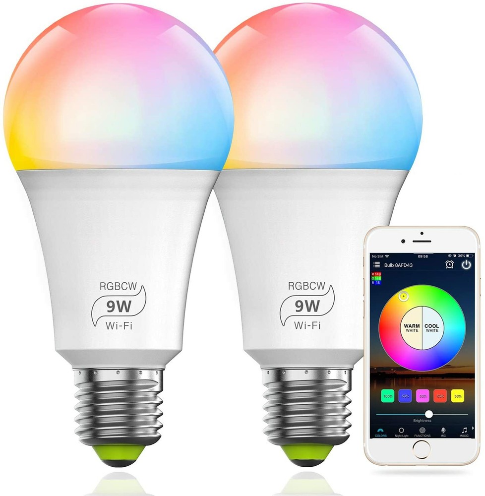 MagicLight Smart Light Bulb, Color Changing, E26 9W (80w Equivalent) - 2 PACK